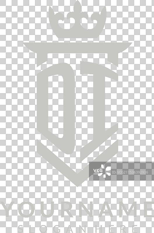 初始DI盾牌和皇冠标志风格图片素材