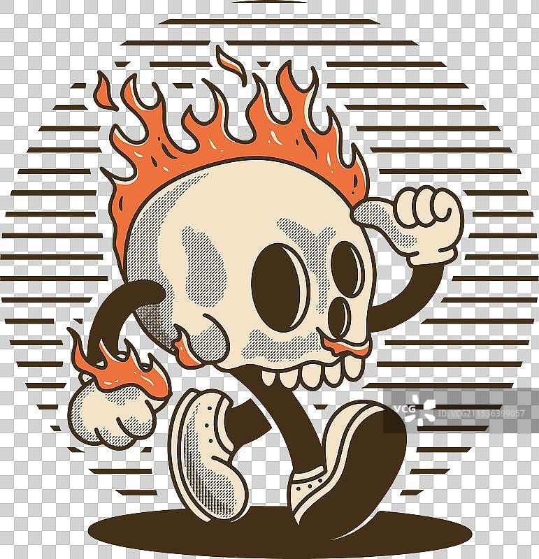 燃烧骷髅的吉祥物角色图片素材