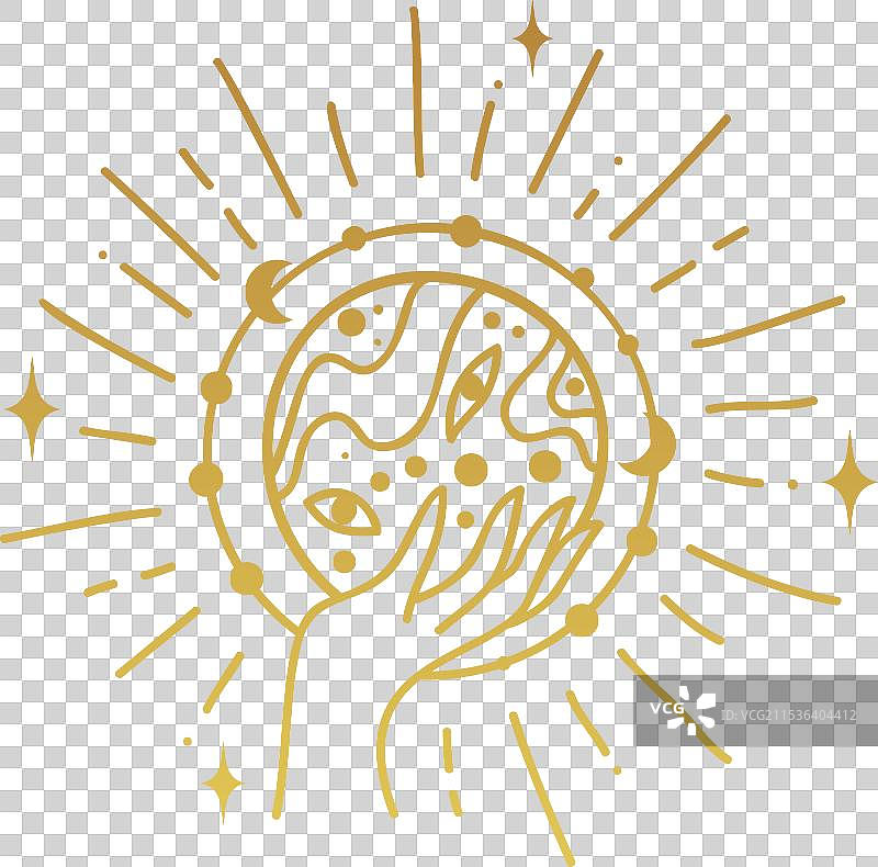 手绘天体线条设计图片素材