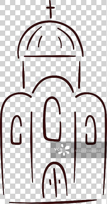 手绘线条风格的教堂符号图片素材