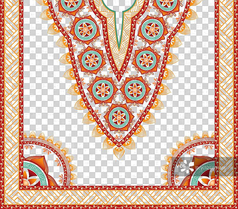 非洲达西基衬衫的领口图案设计图片素材