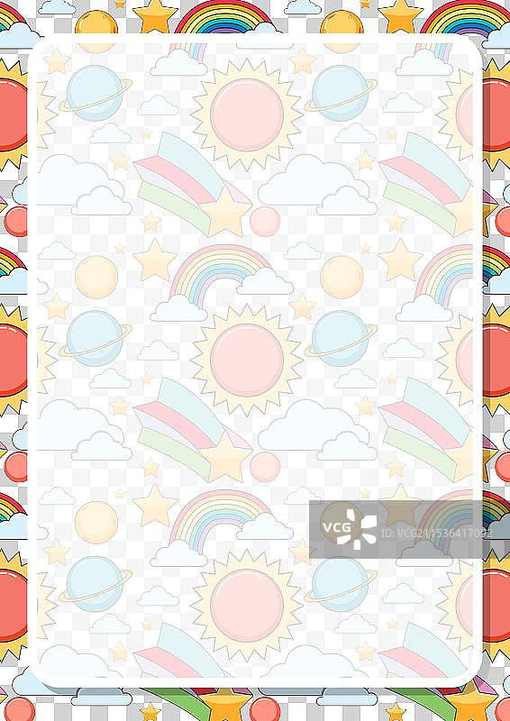天气主题的卡通背景，带有太阳星星图片素材