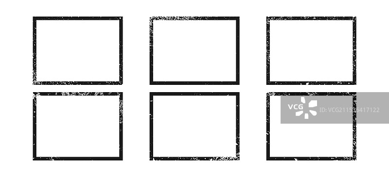 一组矩形形式的粗糙边框图片素材