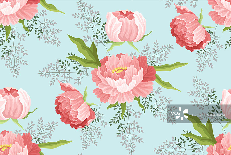 花卉重复设计的无缝图案图片素材