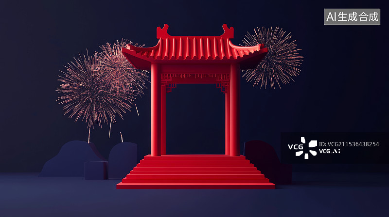 【AI数字艺术】年货节，新春背景，新年背景，红色背景图片素材