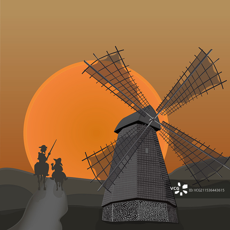 磨坊与堂吉诃德的表现图片素材