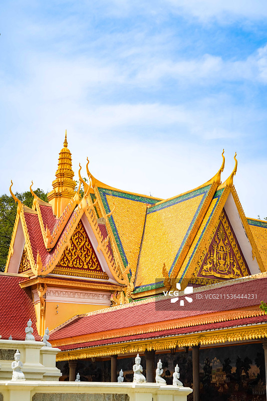 东南亚柬埔寨金边大皇宫建筑局部图片素材