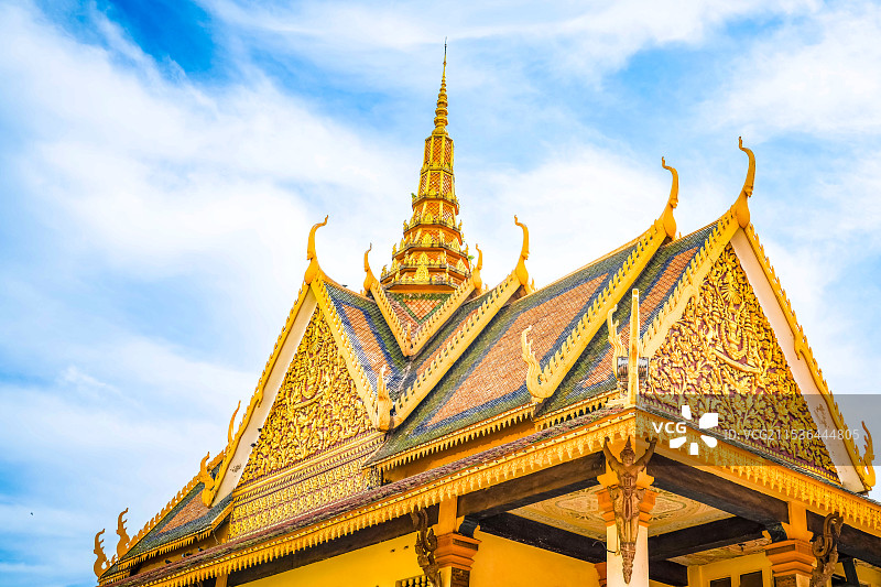 东南亚柬埔寨金边大皇宫建筑局部图片素材