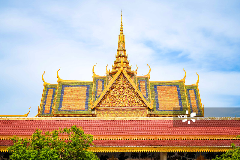 东南亚柬埔寨金边大皇宫建筑局部图片素材
