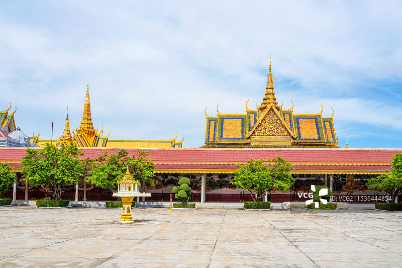 东南亚柬埔寨金边大皇宫建筑局部图片素材