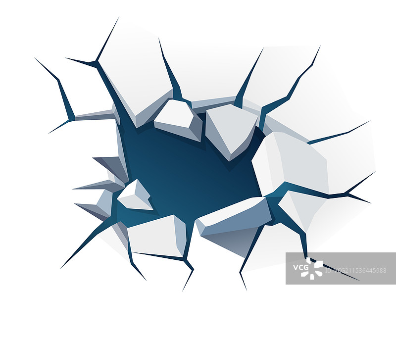 冰面上有裂缝的洞图片素材