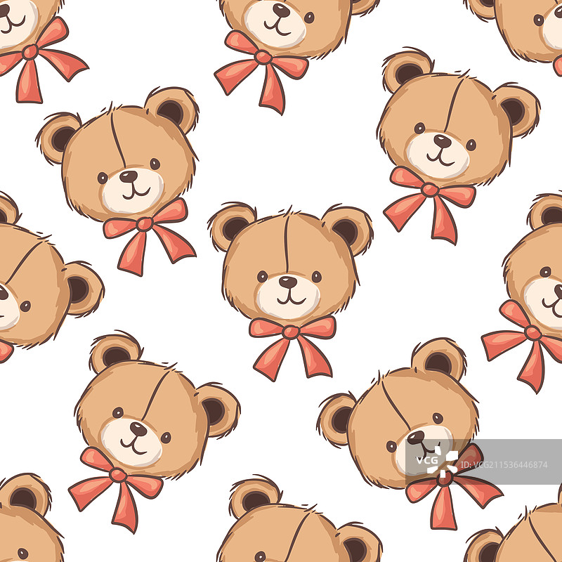 可爱的卡通泰迪熊重复图案图片素材