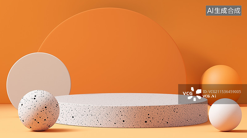 【AI数字艺术】橙色大理石产品展示场景图片素材