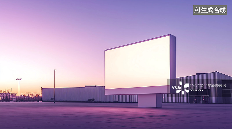 【AI数字艺术】城市梦幻渐变色LED广告牌图片素材