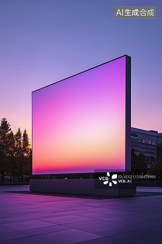 【AI数字艺术】城市梦幻渐变色LED广告牌图片素材