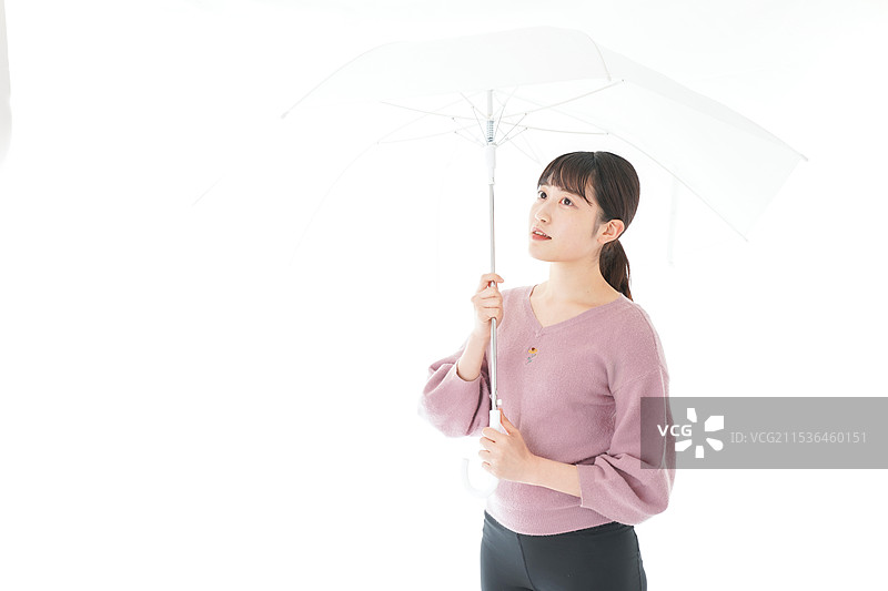 年轻女性手持雨伞图片素材