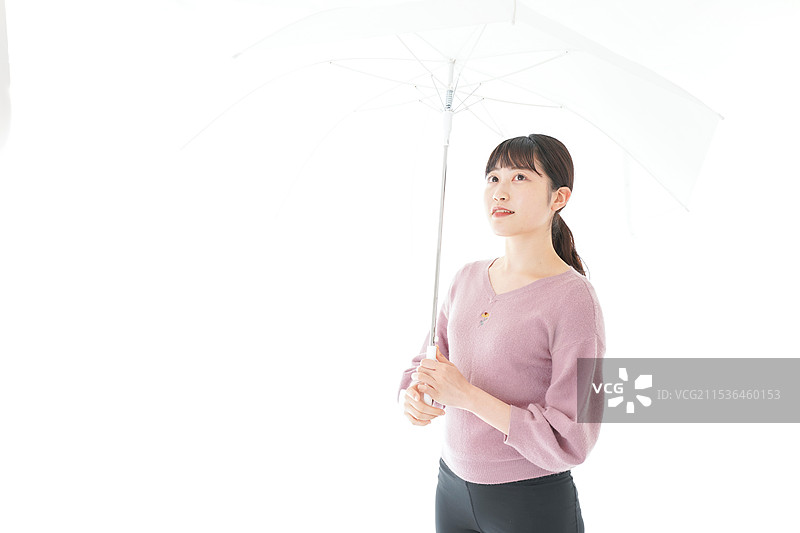 年轻女性手持雨伞图片素材