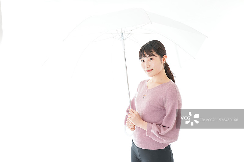 年轻女性手持雨伞图片素材