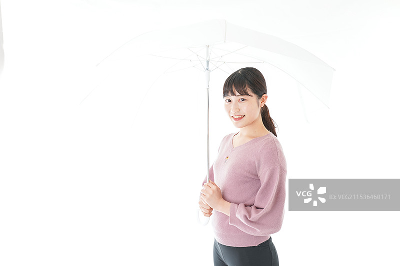 年轻女性手持雨伞图片素材