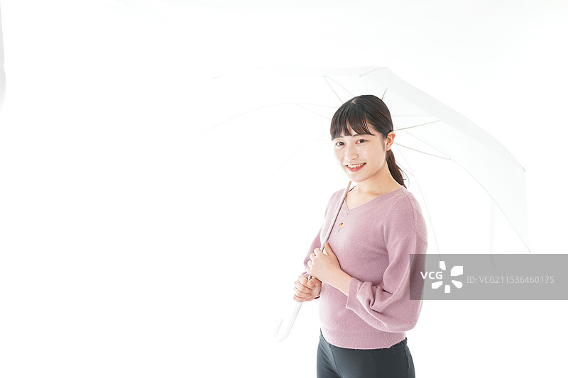 年轻女性手持雨伞图片素材