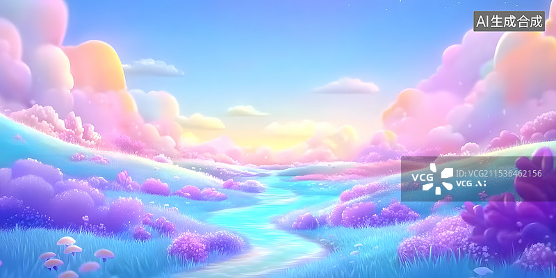 【AI数字艺术】3D唯美风景展台电商活动背景图片素材