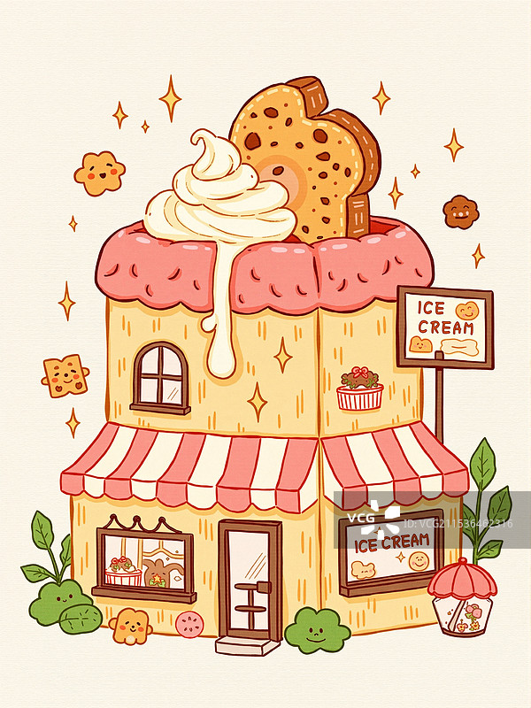 冰淇淋屋插画图片素材