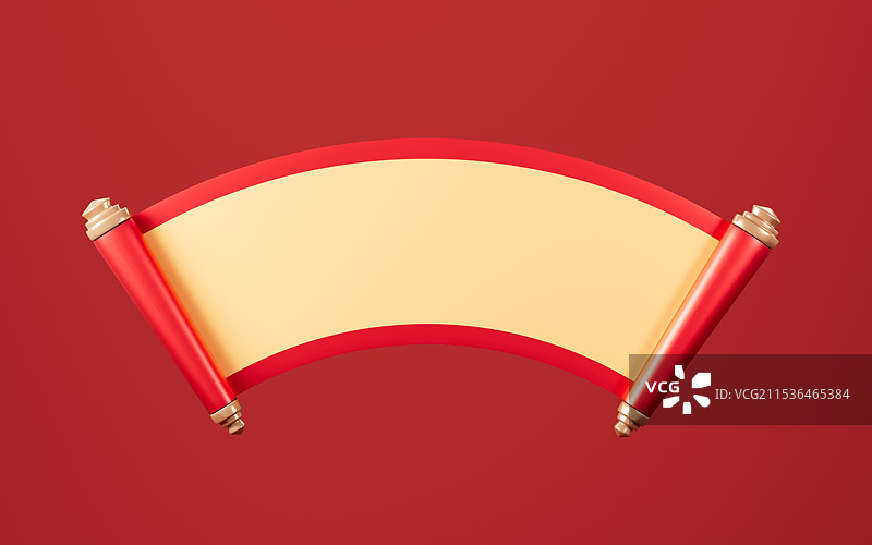 中国风空白卷轴3D渲染图片素材