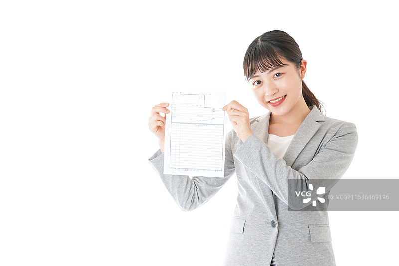 年轻女商人与她的简历图片素材