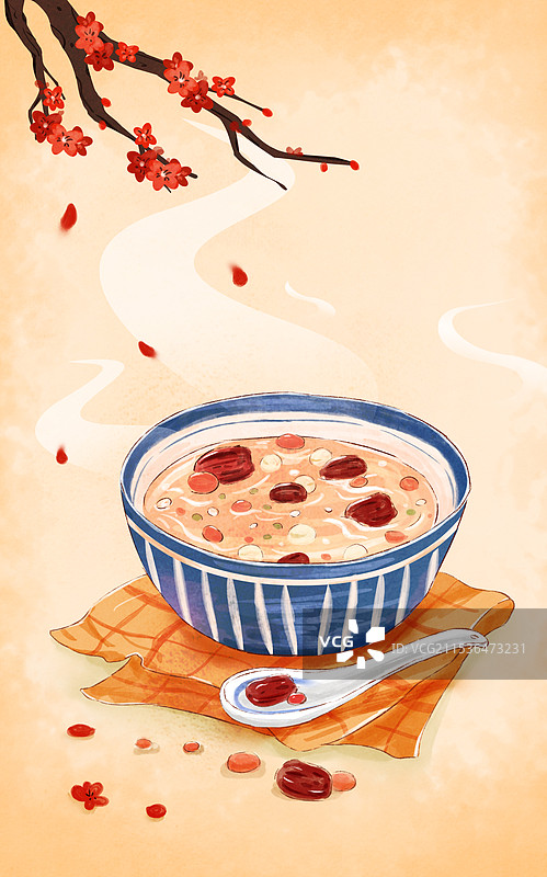 一碗腊八粥插画图片素材