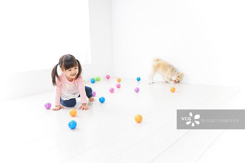 孩子在和狗玩耍图片素材