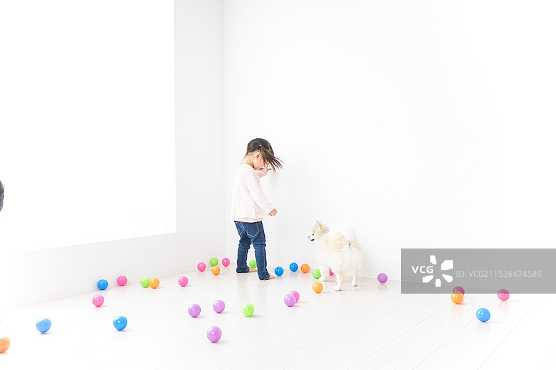 孩子在和狗玩耍图片素材