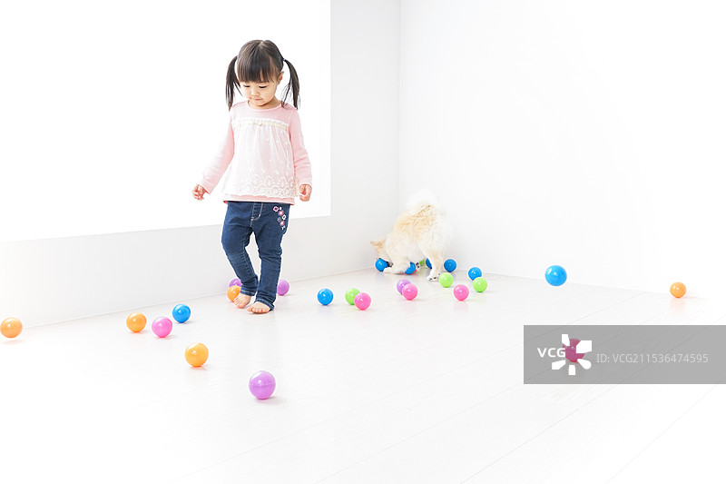 孩子在和狗玩耍图片素材