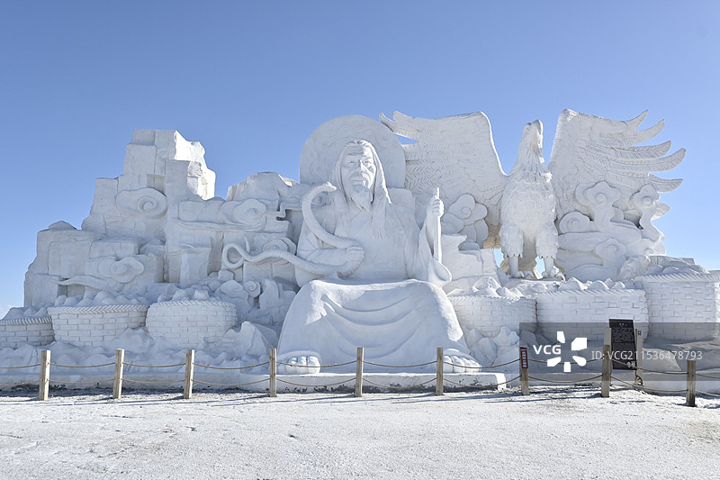 茶卡盐湖盐雕图片素材