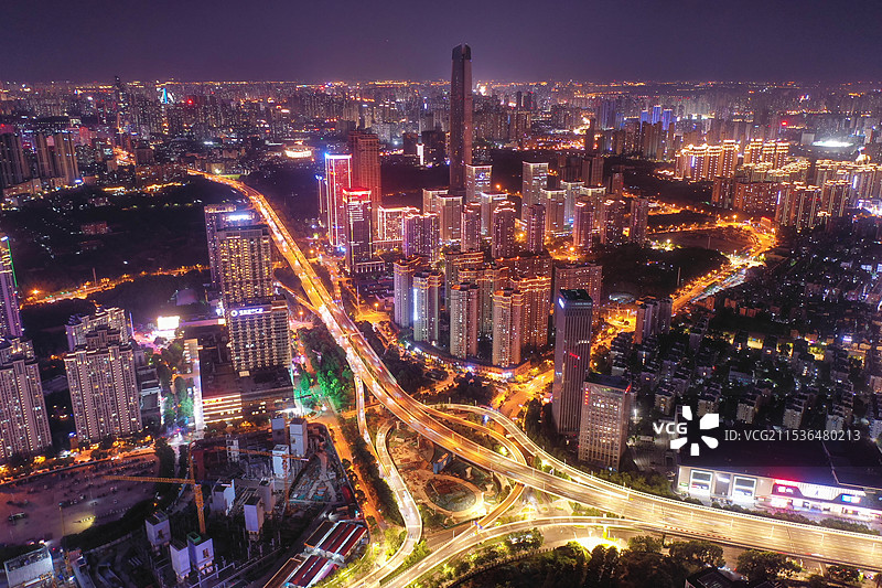 武汉范湖夜景航拍图片素材