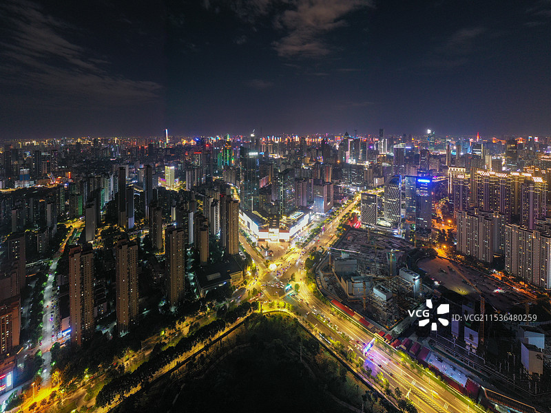 武汉范湖夜景航拍图片素材