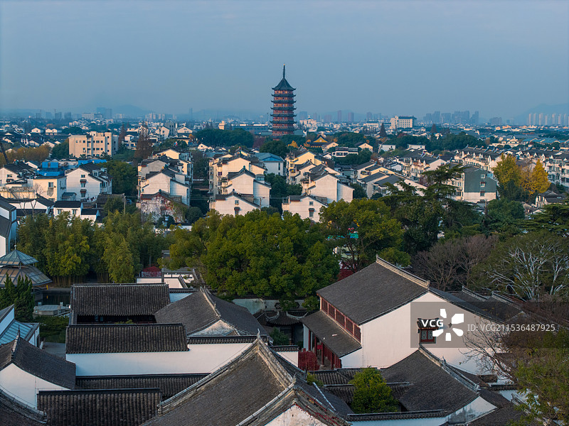拙政园秋季航拍图片素材