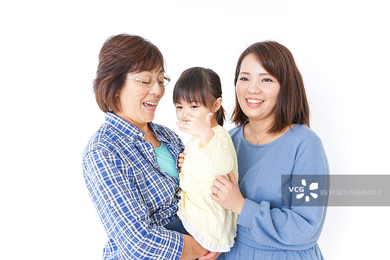 紧密相连的孩子、母亲和祖母图片素材