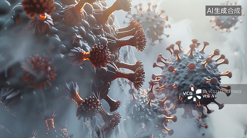 【AI数字艺术】医疗卡通3D新冠病毒特写图片素材