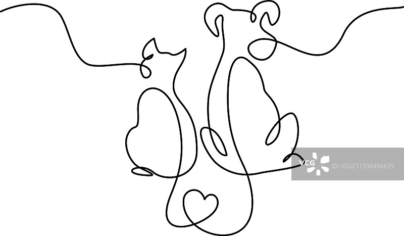 猫和狗朋友爱心连续图案图片素材