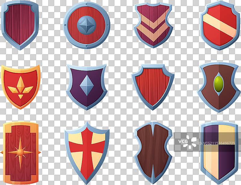 中世纪木制盾牌卡通设计图片素材