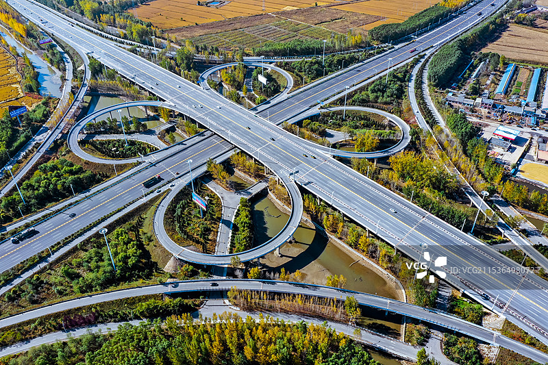 鸟瞰辽宁盘锦辽东湾大道互通图片素材