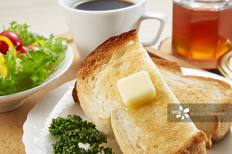 蜂蜜和吐司早餐图片素材