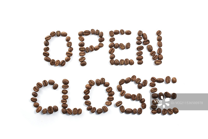 “开”与“关”与咖啡豆图片素材