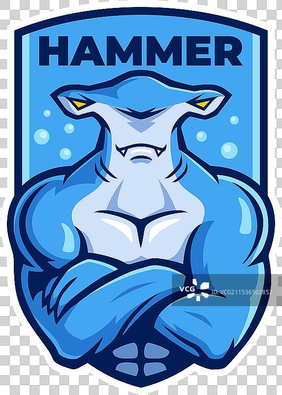 肌肉发达的锤头鲨标志设计图片素材