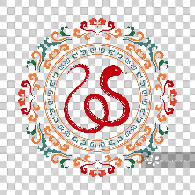 圆形蛇年图腾纹样素材图片素材