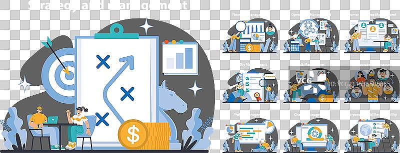 战略与管理概念扁平化图片素材