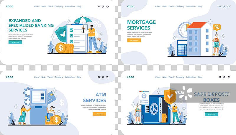 银行服务概念平面图图片素材