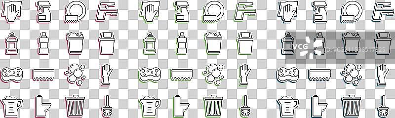 马桶刷、橡胶手套、垃圾桶图片素材