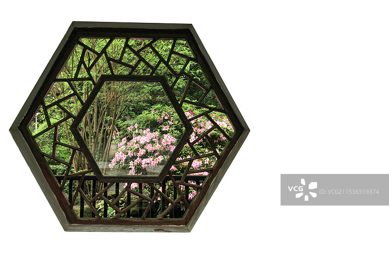 岳麓书院六角窗户图片素材