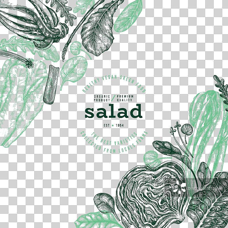 手绘绿色蔬菜设计模板图片素材